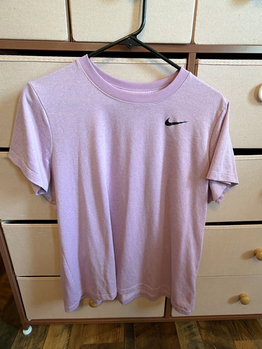 Nike Men’s Lavender Short Sleeve Crew Tee with Black Swoosh